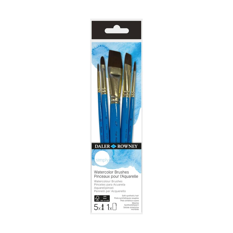 Sada štetcov Daler-Rowney Simply Acrylic č. 1 – 5 ks, krátka rúčka