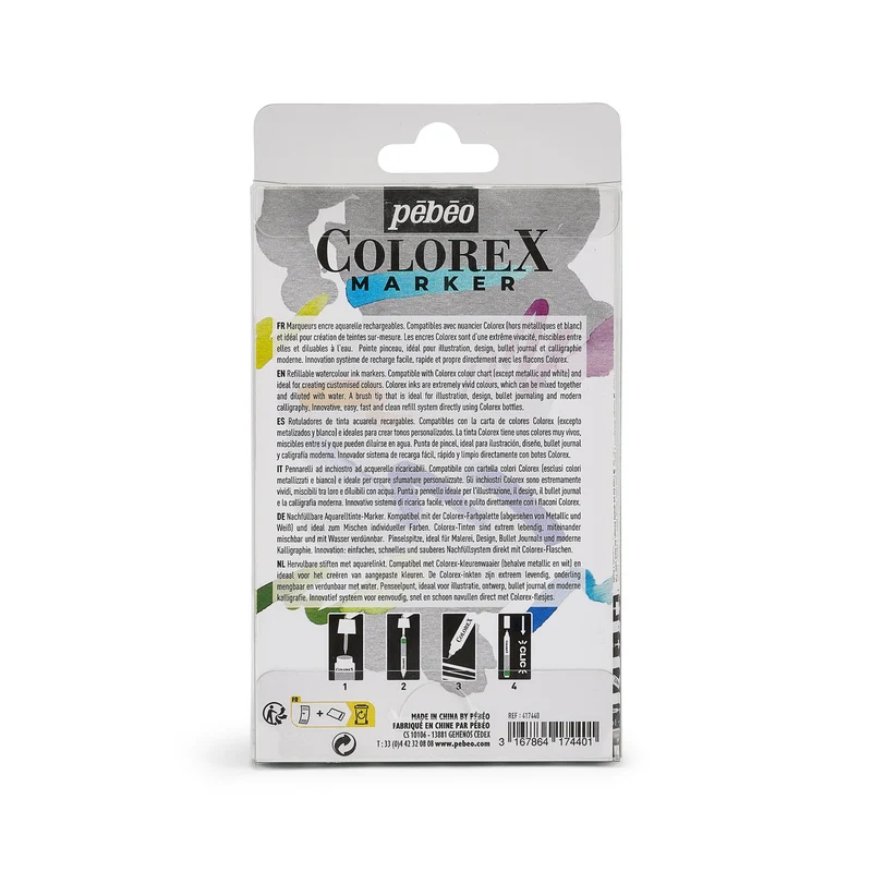 Pebeo Colorex set di pennarelli vuoti ricaricabili 6 pz